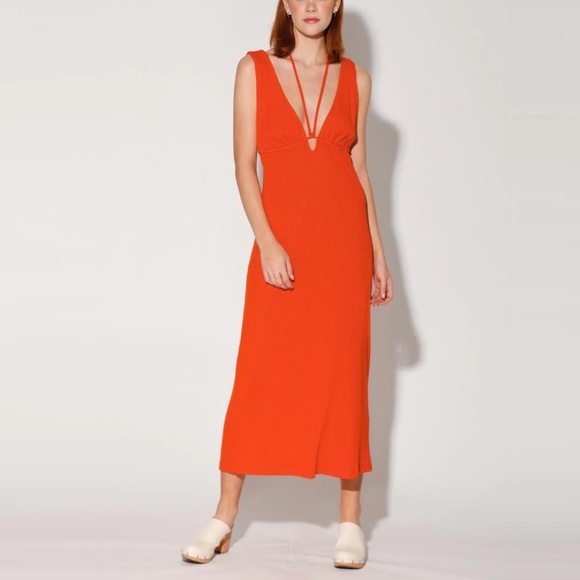 Walter Baker Carmen Ribbed Jersey Halterneck Midi Dress - Picture 3 of 15